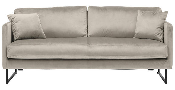 2,5-SITZER in Samt Taupe - Taupe/Schwarz, Design, Textil/Metall (180/78/84cm) - Carryhome
