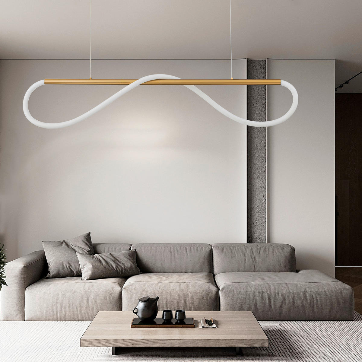 LED-HÄNGELEUCHTE Meleca 160/15/130 cm  - Goldfarben, Design, Metall (160/15/130cm)
