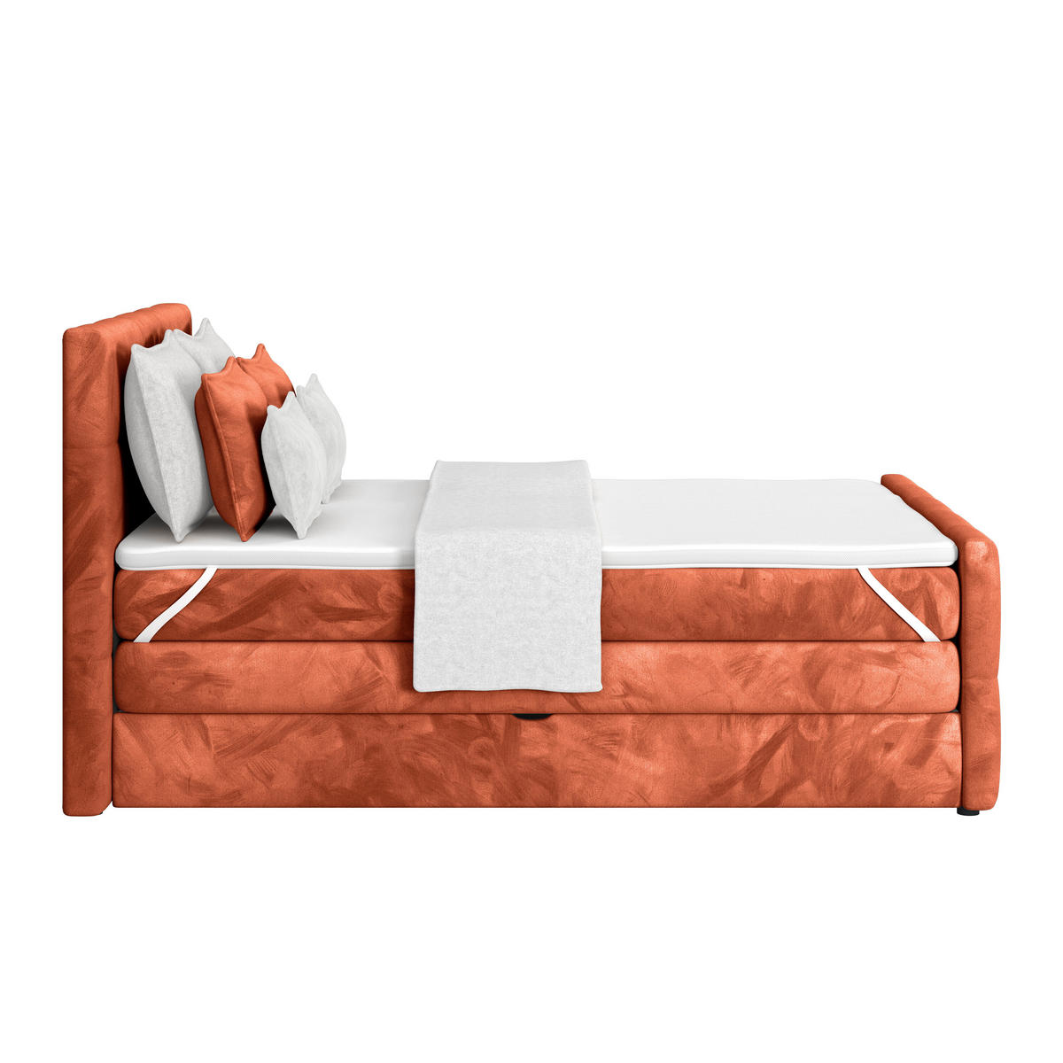 BOXSPRINGBETT 140/200 cm,  in Rostfarben, gepolstertes Kopfteil, Bettkasten, Topper, Matratzen, H3 + H3 = fest  - Rostfarben, KONVENTIONELL, Holz/Holzwerkstoff (140/200cm) - Luca Bessoni