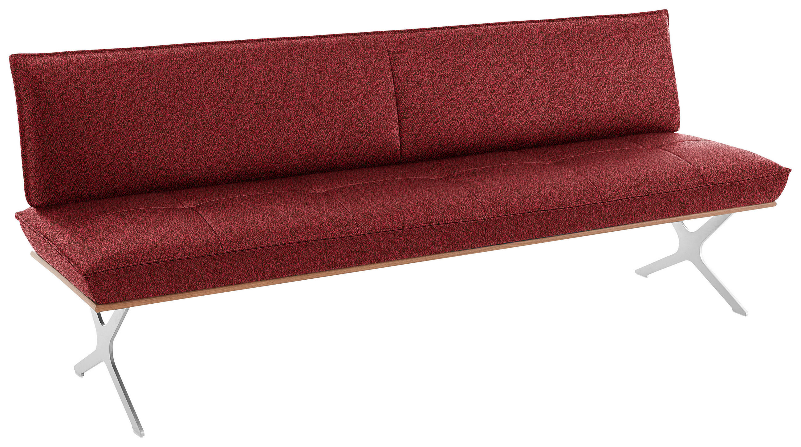 SITZBANK 214/88/66 cm  in Rot, Nussbaumfarben, Nickelfarben  - Edelstahlfarben/Rot, Design, Holz/Textil (214/88/66cm) - Koinor