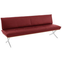 SITZBANK in Holz, Textil Rot, Nussbaumfarben, Nickelfarben  - Edelstahlfarben/Rot, Design, Holz/Textil (214/88/66cm) - Koinor