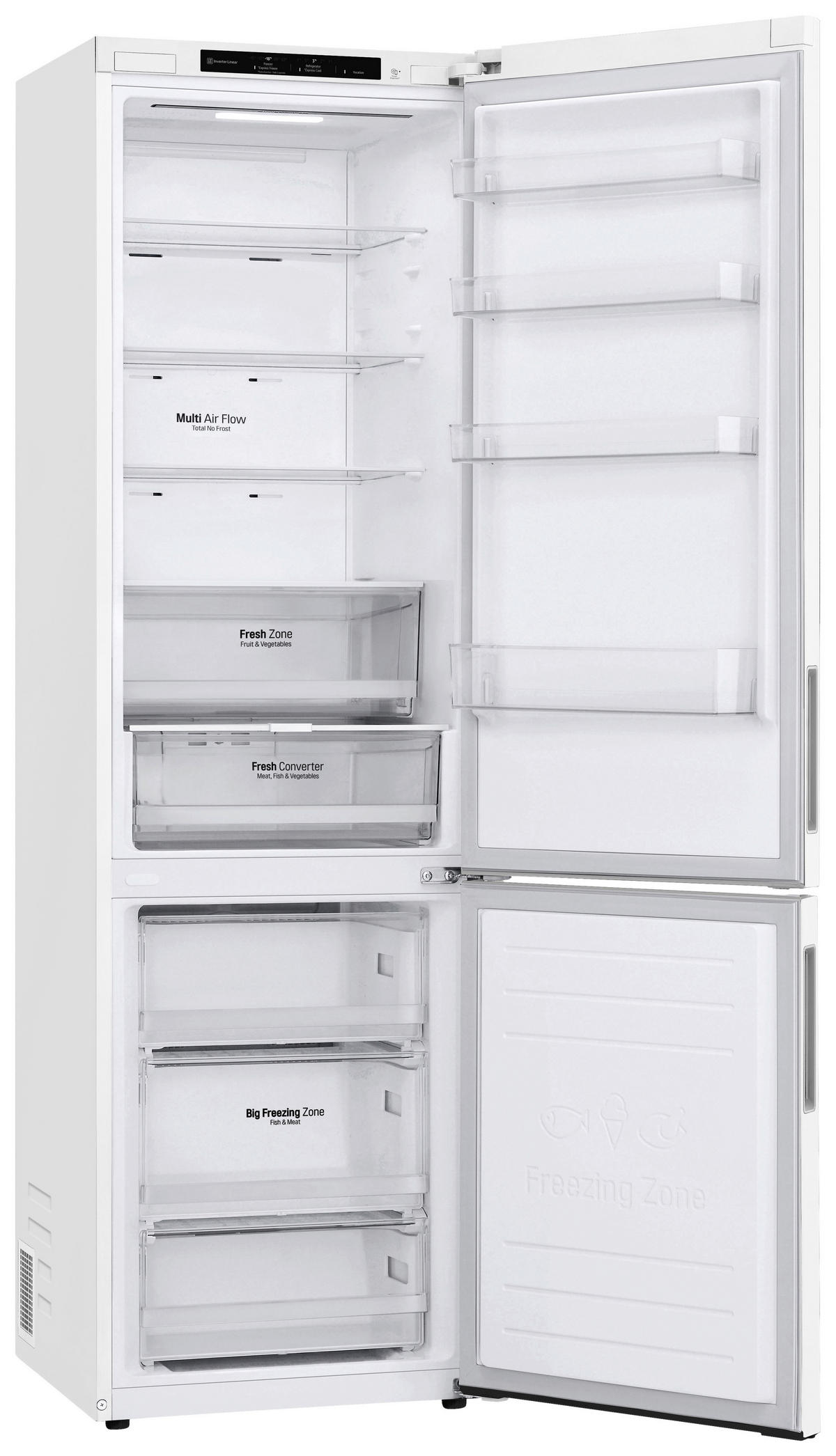 KÜHL-GEFRIER-KOMBINATION 59,5/203/67,5 cm GBP62SWNAC  - Weiß, Trend, Glas/Kunststoff (59,5/203/67,5cm) - LG