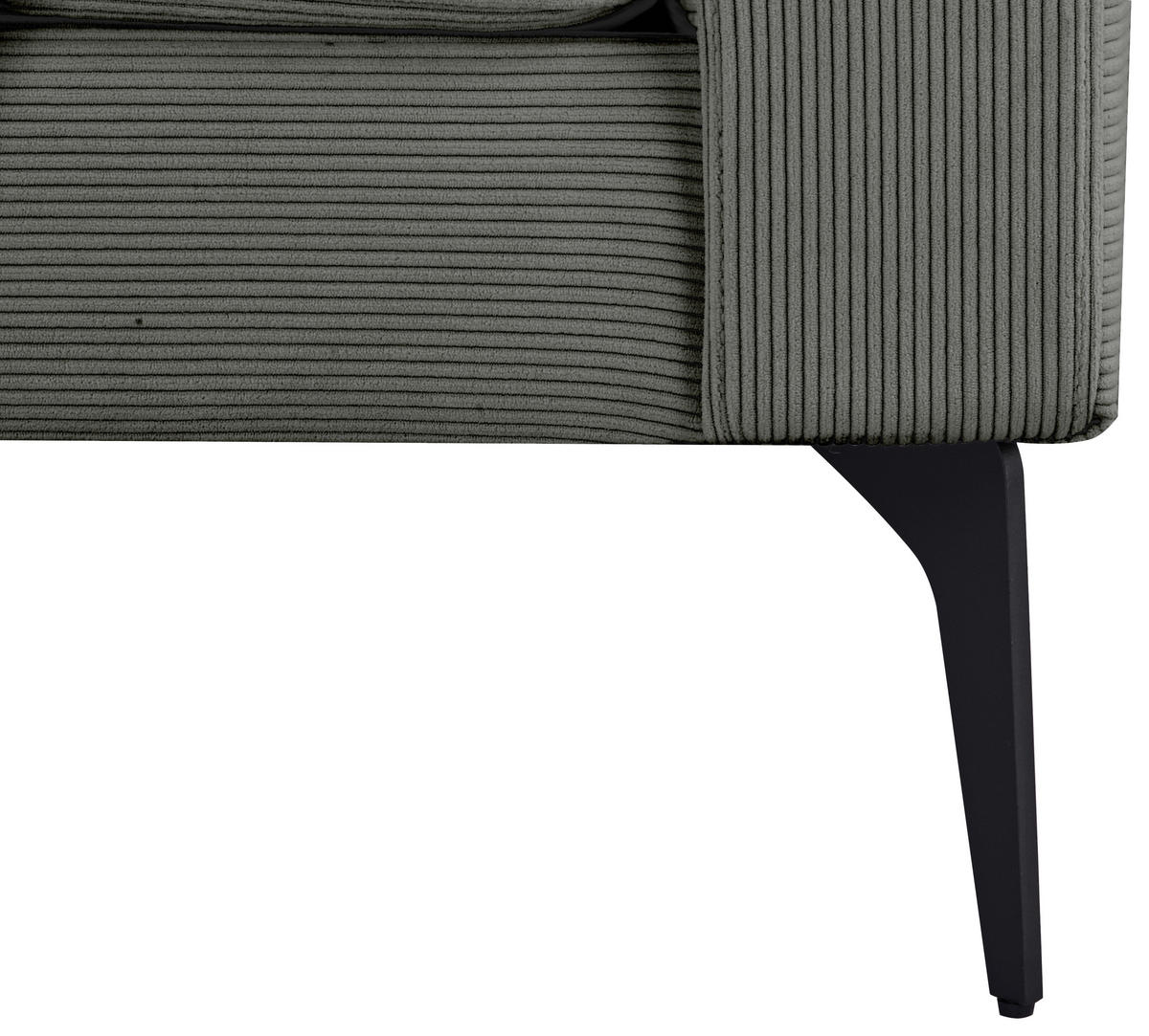 2-SITZER-SOFA Feincord Grau  - Schwarz/Grau, MODERN, Textil/Metall (142/82/76cm) - MID.YOU