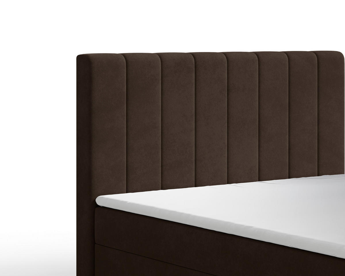 BOXBETT 160/200 cm,  in Dunkelbraun, Bettkasten, Topper, H2 + H3 = mittel + fest  - Dunkelbraun/Schwarz, MODERN, Holz/Kunststoff (160/200cm) - Livetastic