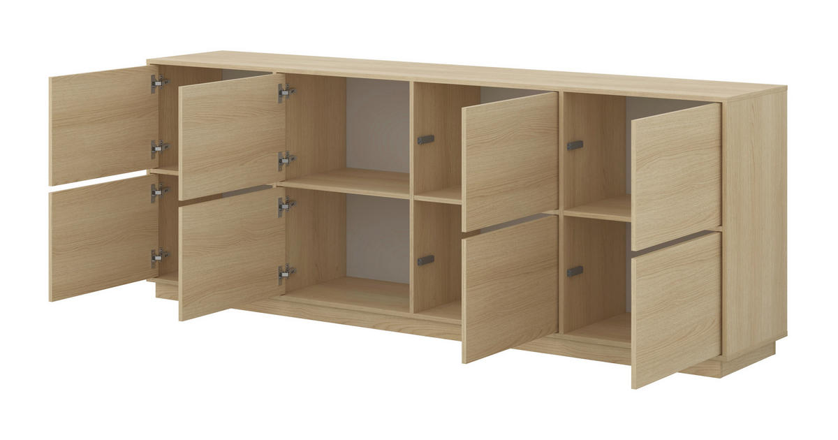 SIDEBOARD Japandi  in 220,5/82,5/41,5 cm  - Eichefarben, Design, Holzwerkstoff (220,5/82,5/41,5cm) - MID.YOU