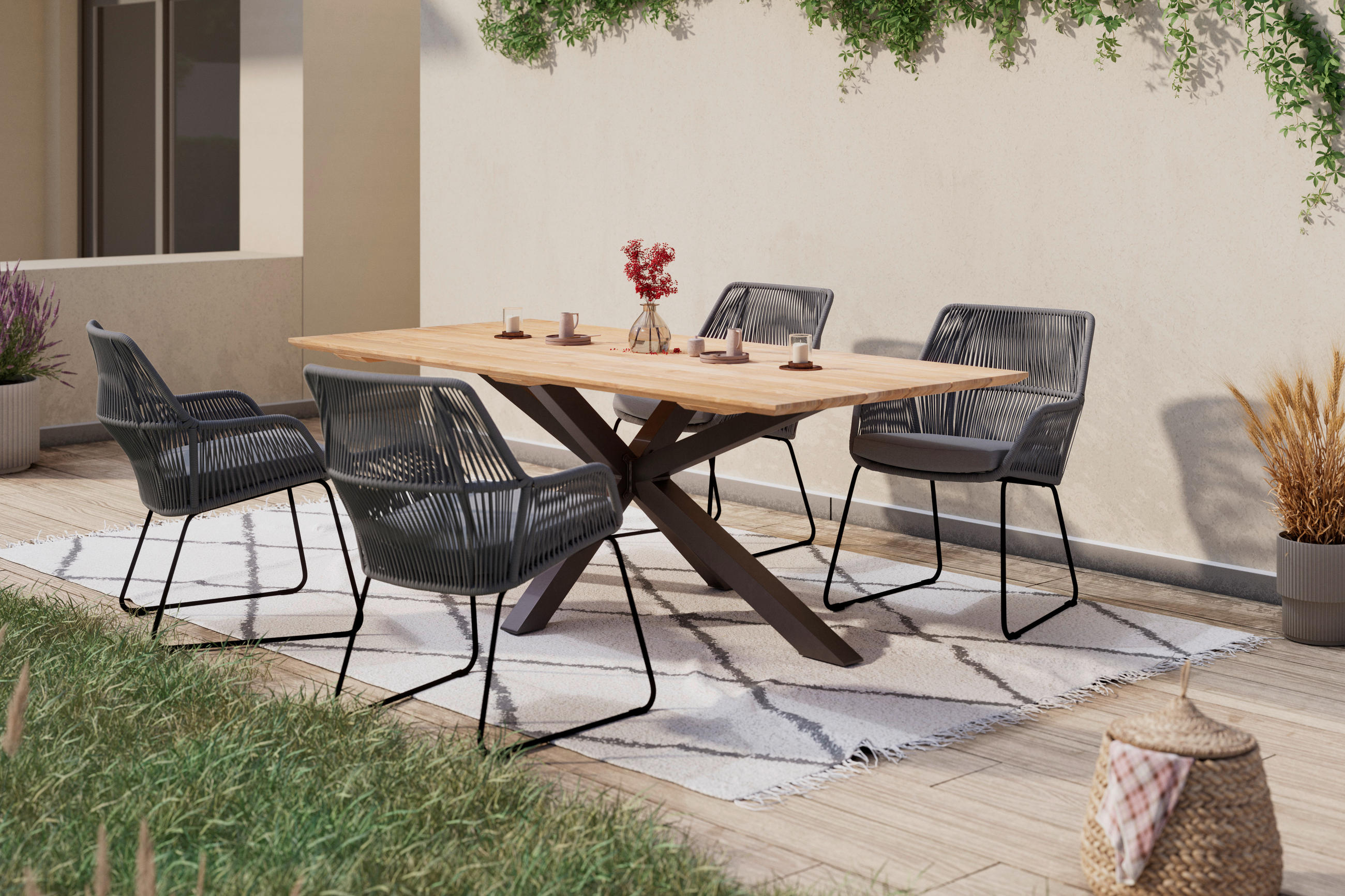 GARTENSESSEL - Schwarz/Weiß, MODERN, Kunststoff/Textil (59/87/68cm) - Ambia Garden