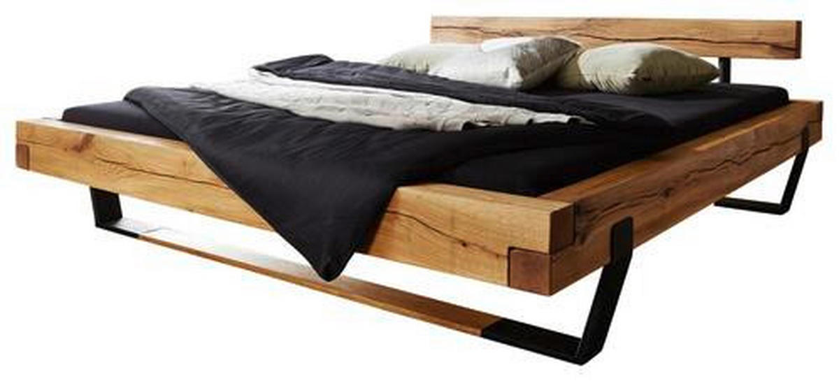 BALKENBETT 180/200 cm  in Eichefarben   - Eichefarben/Schwarz, KONVENTIONELL, Holz/Metall (180/200cm) - Livetastic