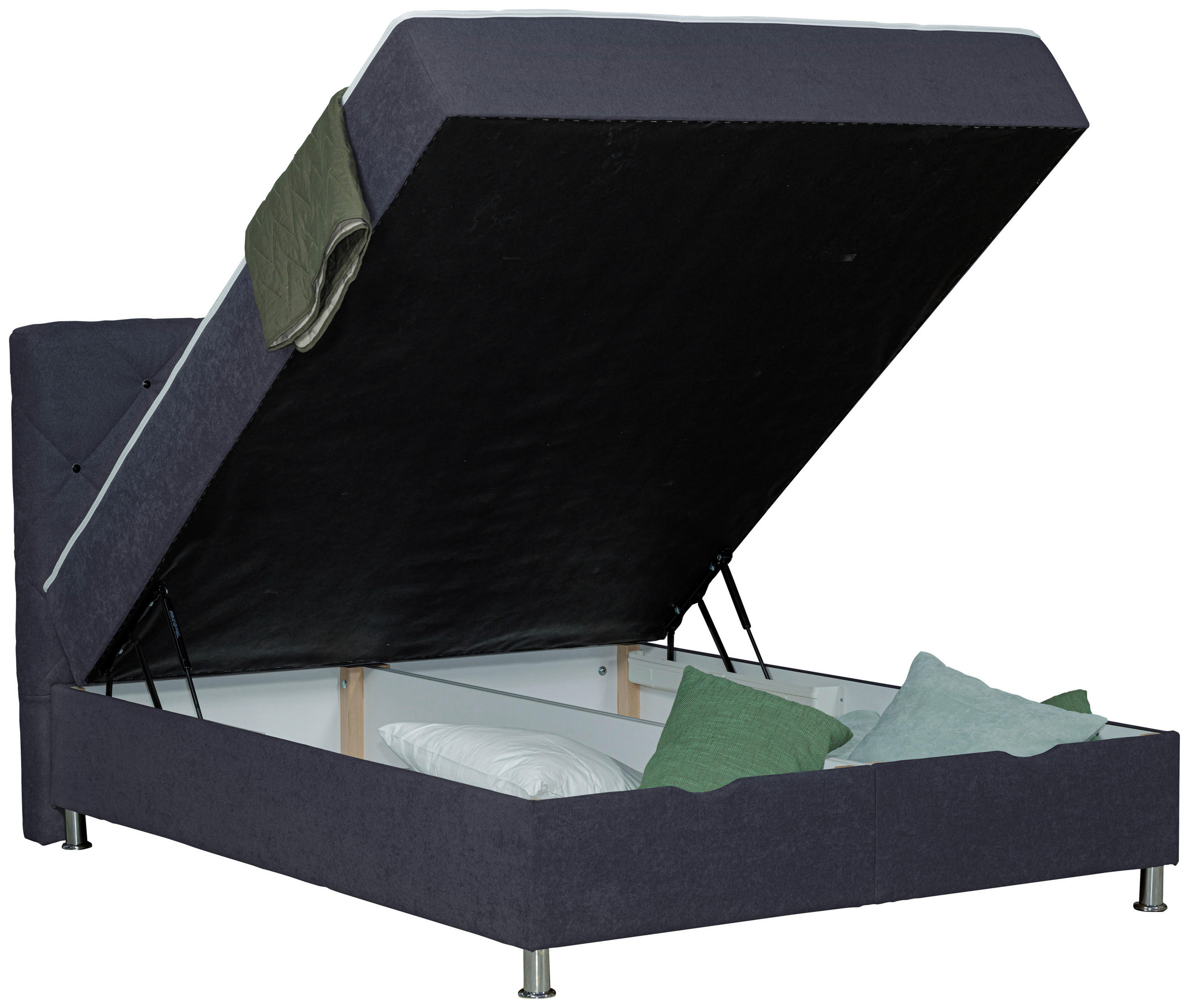 BOXBETT 180/200 cm  in Anthrazit  - Chromfarben/Anthrazit, Design, Kunststoff/Textil (180/200cm) - Boxxx