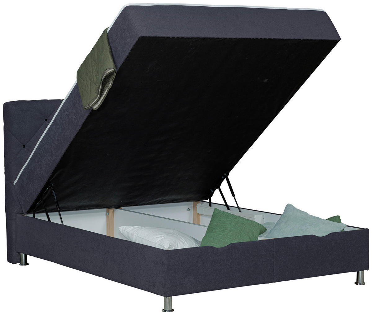 BOXBETT 180/200 cm  in Anthrazit  - Chromfarben/Anthrazit, Design, Kunststoff/Textil (180/200cm) - Boxxx