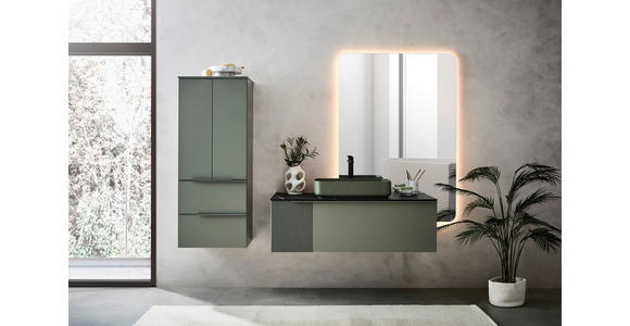 MIDISCHRANK 50/125/37 cm  - Schwarz/Hellgrün, KONVENTIONELL, Glas/Holzwerkstoff (50/125/37cm) - Dieter Knoll