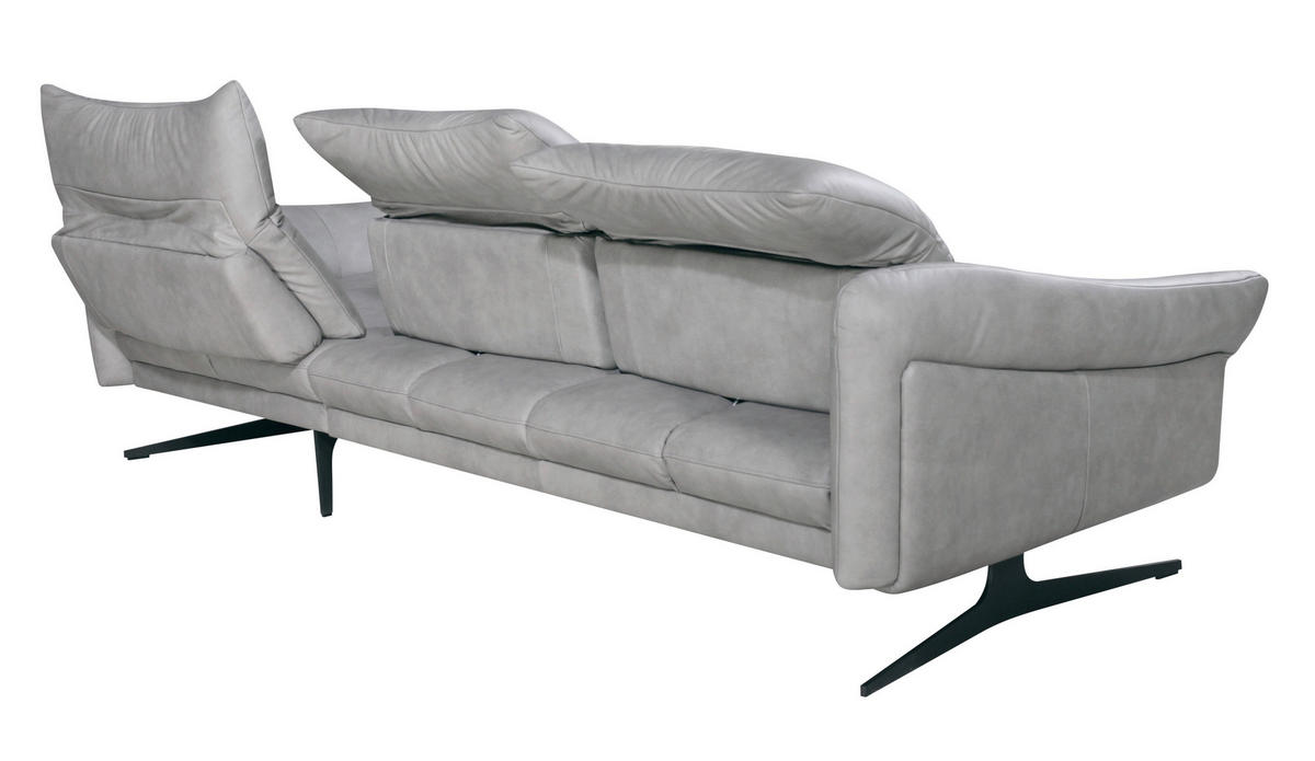 SEDEŽNA GARNITURA, pravo usnje siva  - siva/antracit, Design, kovina/usnje (285/203cm) - Himolla