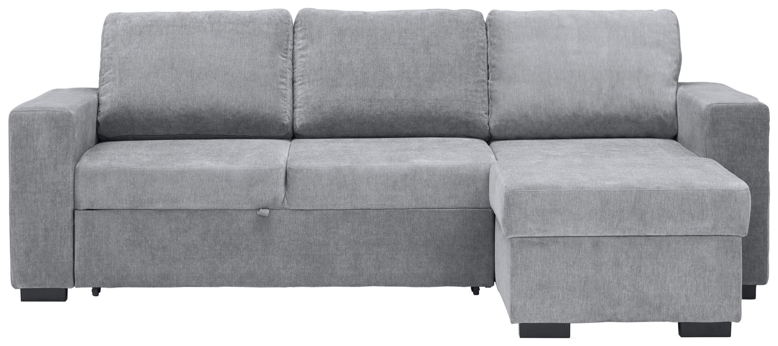 ECKSOFA  Velours Grau  - Schwarz/Grau, Design, Kunststoff/Textil (244/157cm) - Carryhome