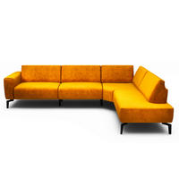 ECKSOFA Cosy Gelb Samt  - Gelb/Schwarz, Design, Textil/Metall (296/213cm) - SENSOO