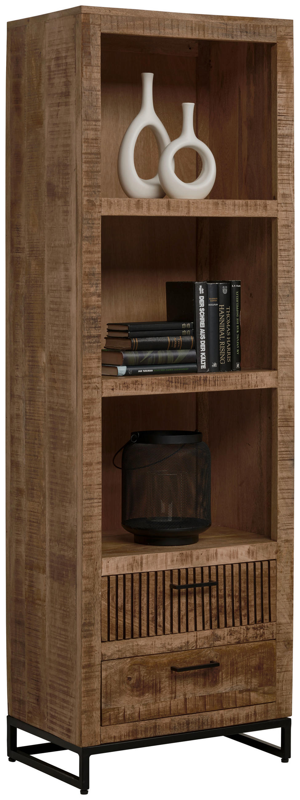 HYLLA naturfärgad  60/180/40 cm  - svart/naturfärgad, Romantik / Lanthus, metall/trä (60/180/40cm) - Carryhome