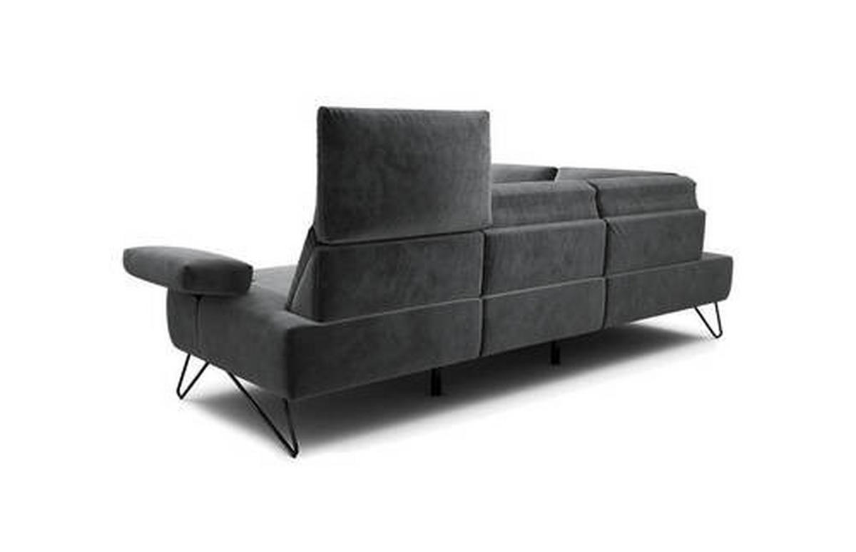 ECKSOFA Cosy Anthrazit Samt  - Anthrazit/Schwarz, Design, Textil/Metall (193/248-263cm) - SENSOO