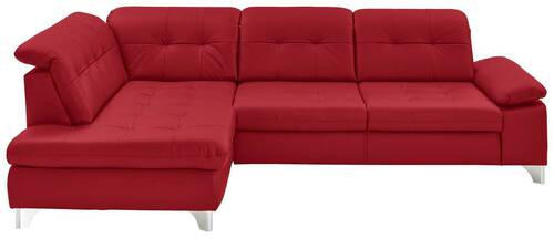 ECKSOFA in Echtleder Rot  - Rot, Basics, Leder/Metall (211/309cm) - Beldomo Speed