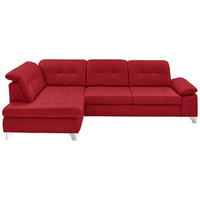 ECKSOFA in Echtleder Rot  - Rot, Basics, Leder/Metall (211/309cm) - Beldomo Speed