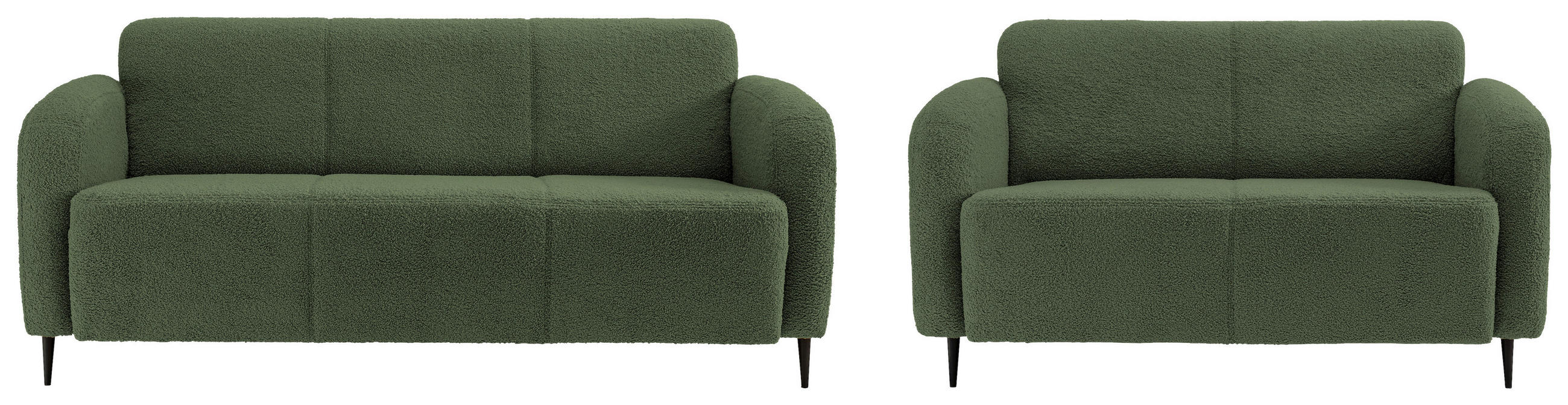SITZGARNITUR Teddystoff Dunkelgrün  - Dunkelgrün/Schwarz, MODERN, Textil/Metall (180/76/90cm) - Livetastic