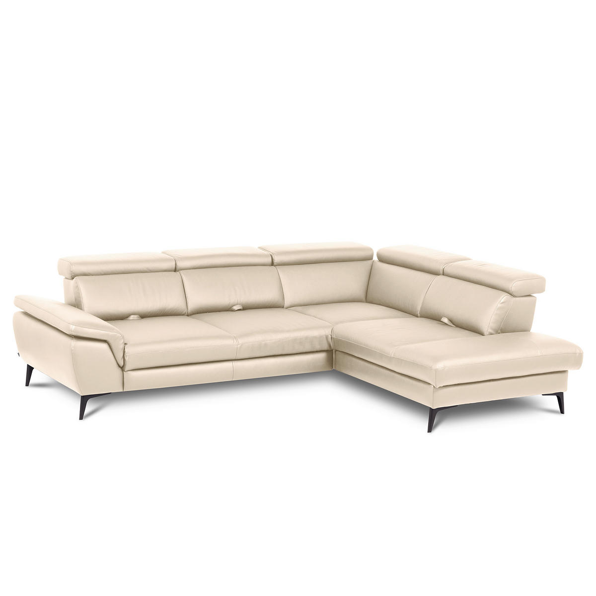 ECKSOFA  in Lederlook Echtleder Grau  274/220 cm  - Schwarz/Grau, Design, Leder/Textil (274/220cm) - Livetastic