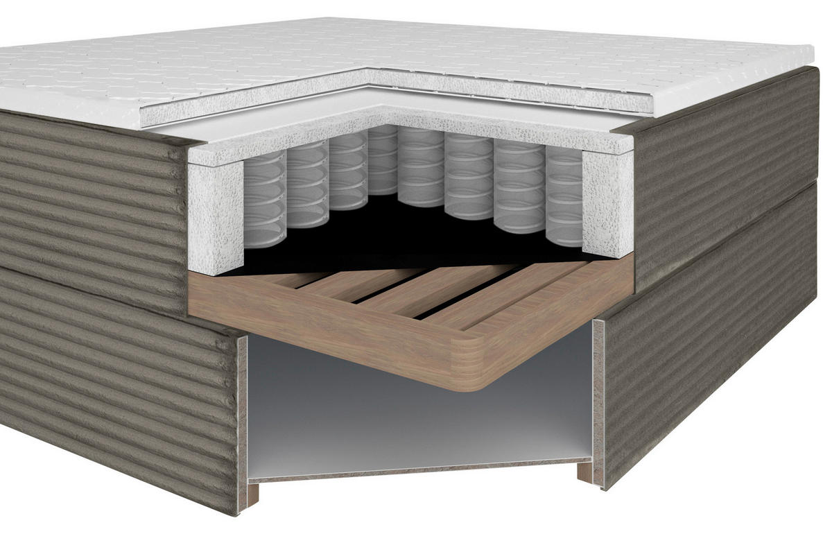 BOXBETT 140/200 cm  in Hellgrau  - Hellgrau/Schwarz, Trend, Kunststoff/Textil (140/200cm) - Boxxx