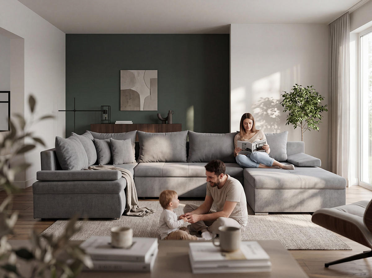 KUTNA GARNITURA drvo, tekstil    - Moderno, drvo/tekstil (207/332/207cm) - Ti'me
