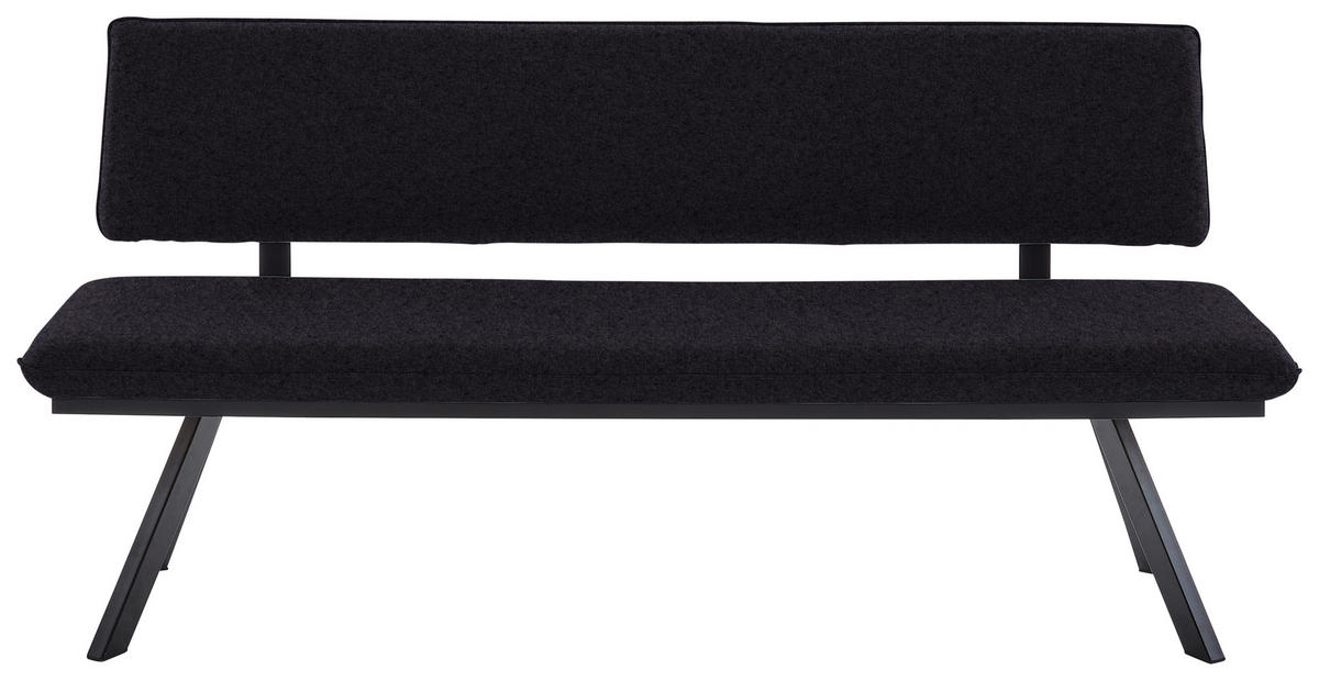 SITZBANK 180/86,5/60 cm  in Anthrazit, Schwarz  - Anthrazit/Schwarz, Design, Textil/Metall (180/86,5/60cm) - Cantus