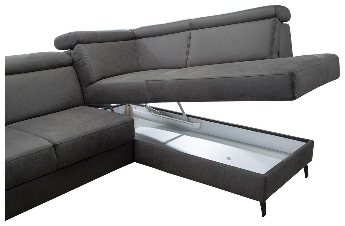 WOHNLANDSCHAFT Anthrazit Mikrofaser  - Anthrazit/Schwarz, KONVENTIONELL, Textil/Metall (165/317/193cm) - Sit & More