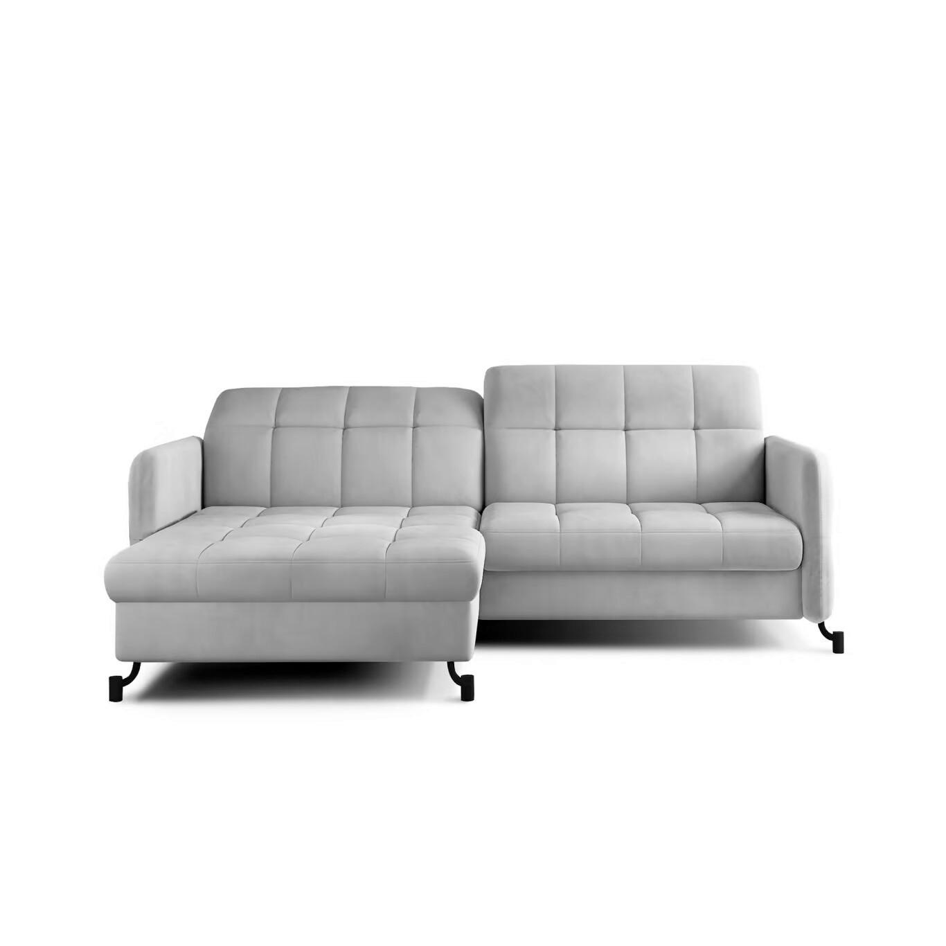 ECKSOFA in Samt Hellgrau  160/225 cm  - Hellgrau, Design, Textil/Metall (160/225cm) - MID.YOU