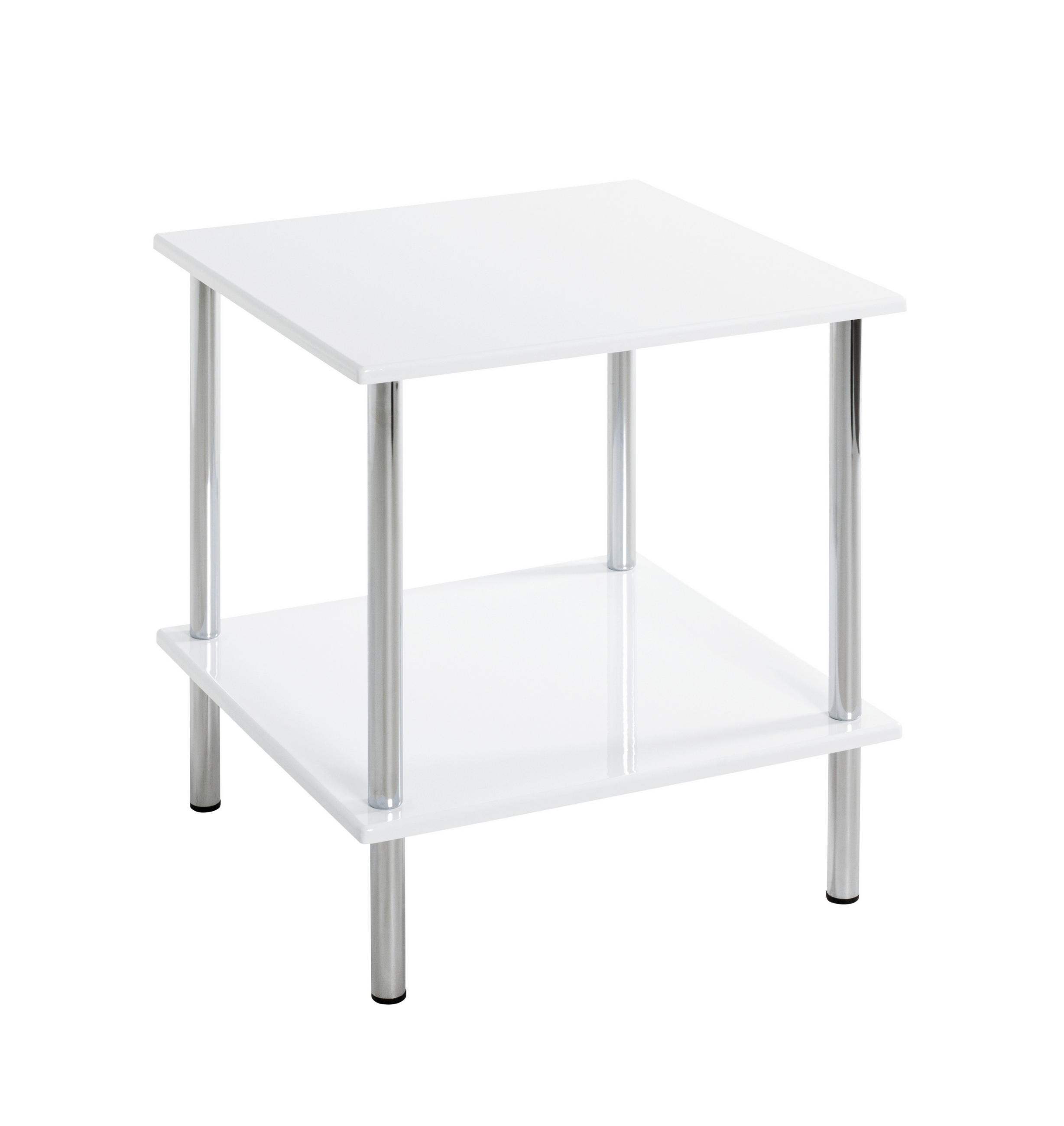 BEISTELLTISCH in Metall, Holzwerkstoff 39/39/45 cm  - Chromfarben/Weiß, Basics, Holzwerkstoff/Metall (39/39/45cm)