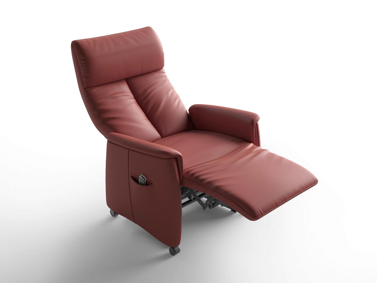 RELAXSESSEL TV CREMONA COMFORT E XL Echtleder Kopfteilverstellung, Fußteilverstellung, Rücken echt    - Rotbraun/Schwarz, Basics, Leder/Kunststoff (76/119/84cm) - Sit & More