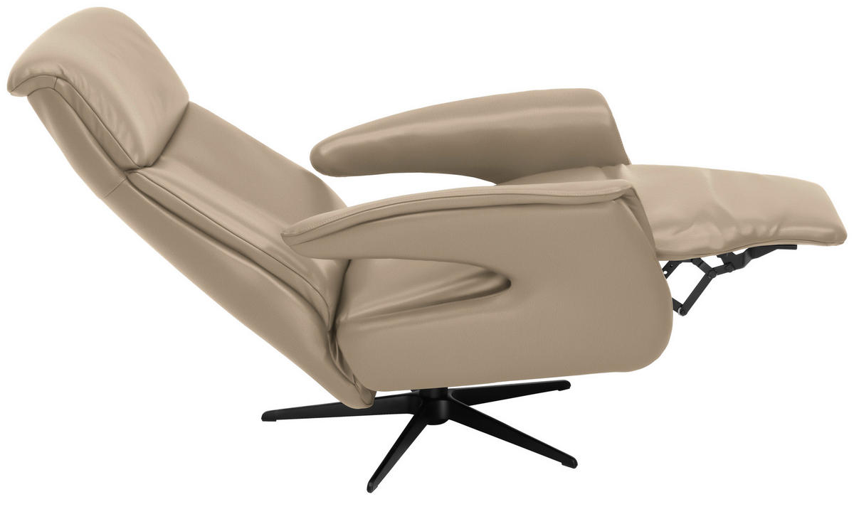 RELAXSESSEL in Leder Cappuccino  - Schwarz/Cappuccino, Design, Leder/Metall (78/106/88cm) - Welnova