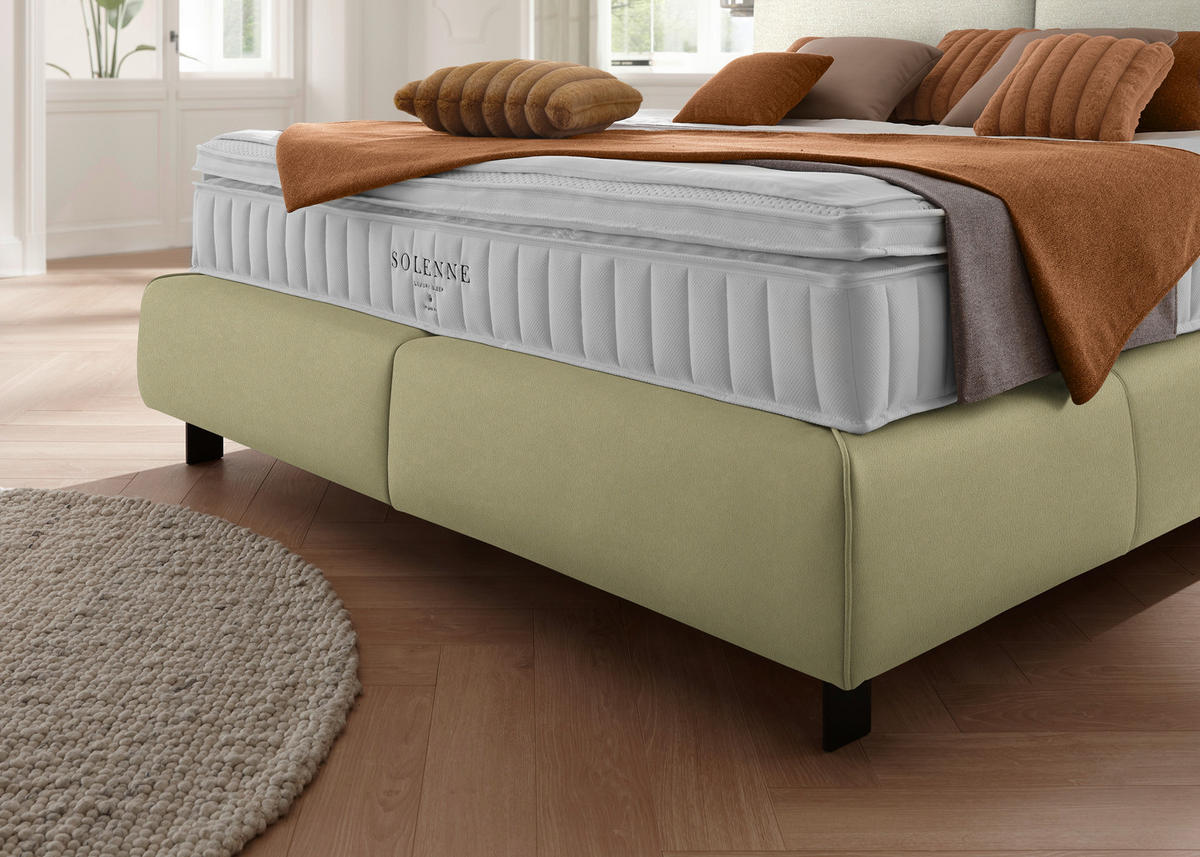 BOXSPRINGBETT 180/200 cm  in Weiß, Hellgrün  - Schwarz/Weiß, Design, Textil/Metall (180/200cm) - Johann Jakob