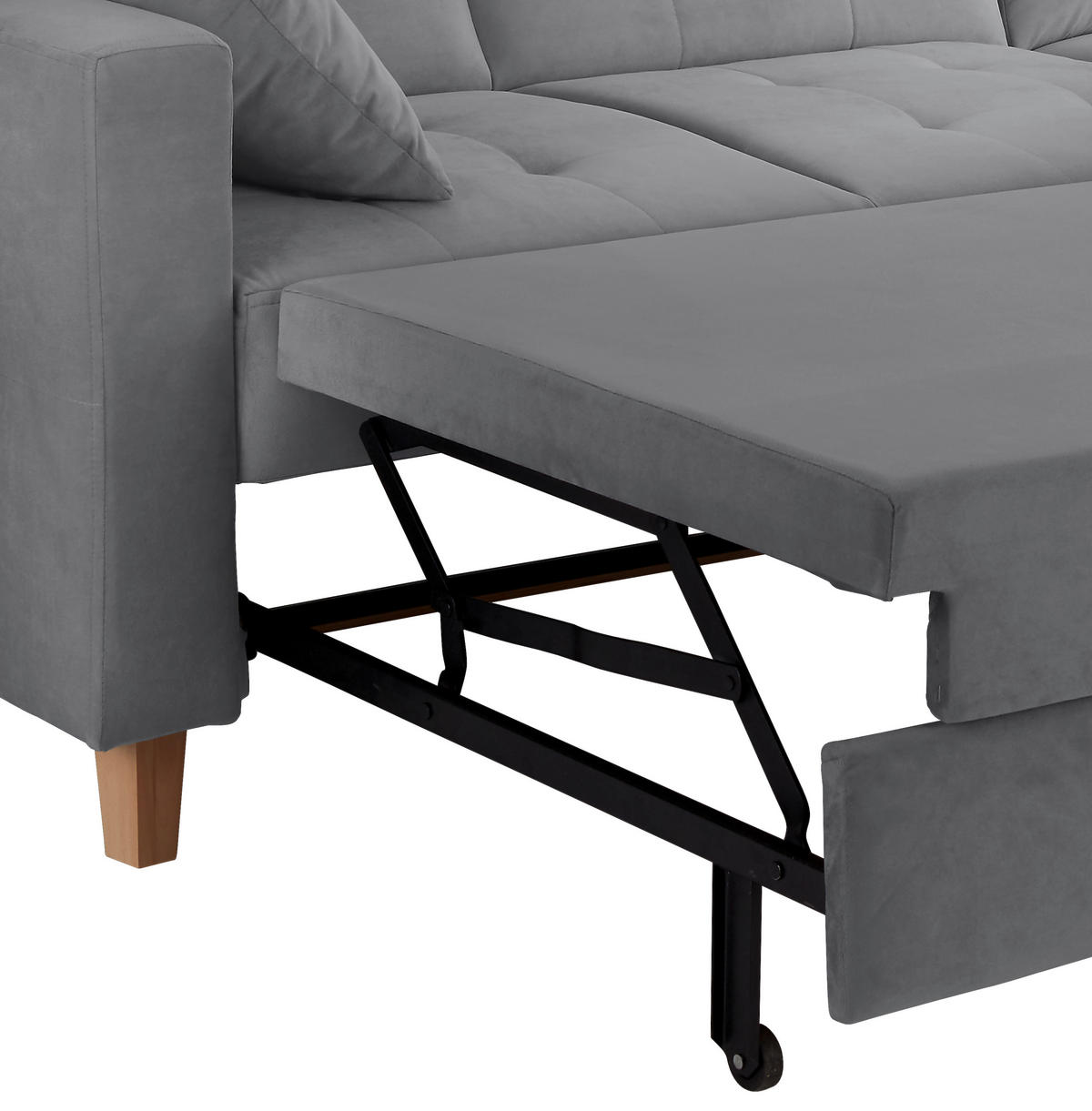 ECKSOFA Samt Dunkelgrau  - Dunkelgrau/Naturfarben, Design, Holz/Textil (231/160cm) - Livetastic