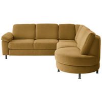 ECKSOFA Flachgewebe Currygelb  - Currygelb/Schwarz, Konventionell, Textil/Metall (248/252cm) - Beldomo Comfort