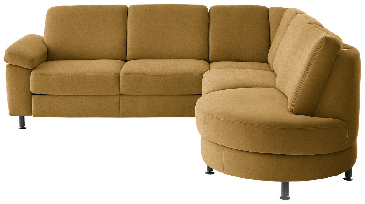 ECKSOFA Flachgewebe Currygelb  - Currygelb/Schwarz, Konventionell, Textil/Metall (248/252cm) - Beldomo Comfort