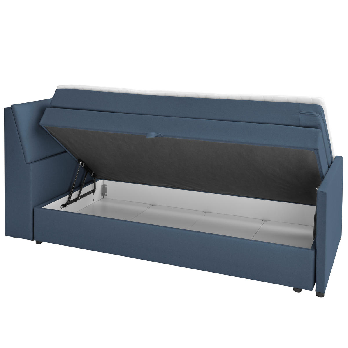 BOXSPRINGBETT 120/200 cm  in Blaugrau  - Blaugrau/Schwarz, MODERN, Holz/Textil (120/200cm) - MID.YOU