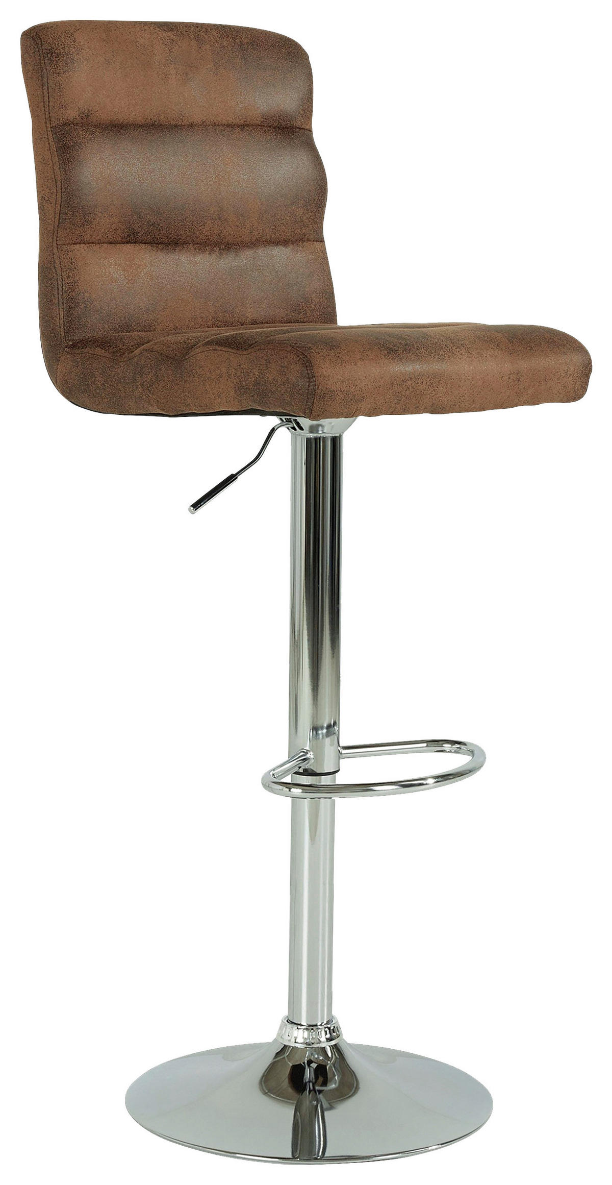 BARHOCKER-SET Lederlook Braun Stahl Sitzfläche 360° drehbar  - Chromfarben/Braun, MODERN, Textil/Metall (42/98-120/51cm) - MID.YOU