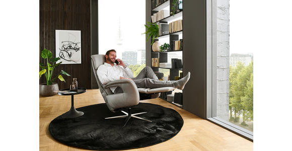 RELAXSESSEL in Leder Greige  - Edelstahlfarben/Greige, Design, Leder/Metall (76/119/86cm) - Dieter Knoll