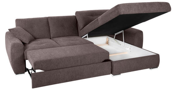 ECKSOFA in Mikrofaser Braun 276/193 cm - Chromfarben/Braun, MODERN, Kunststoff/Textil (276/193cm) - Hom`in