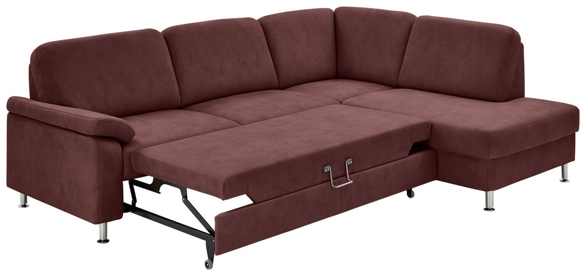 ECKSOFA in Mikrofaser Weinrot  266/202 cm  - Weinrot, Design, Textil/Metall (266/202cm) - Beldomo System