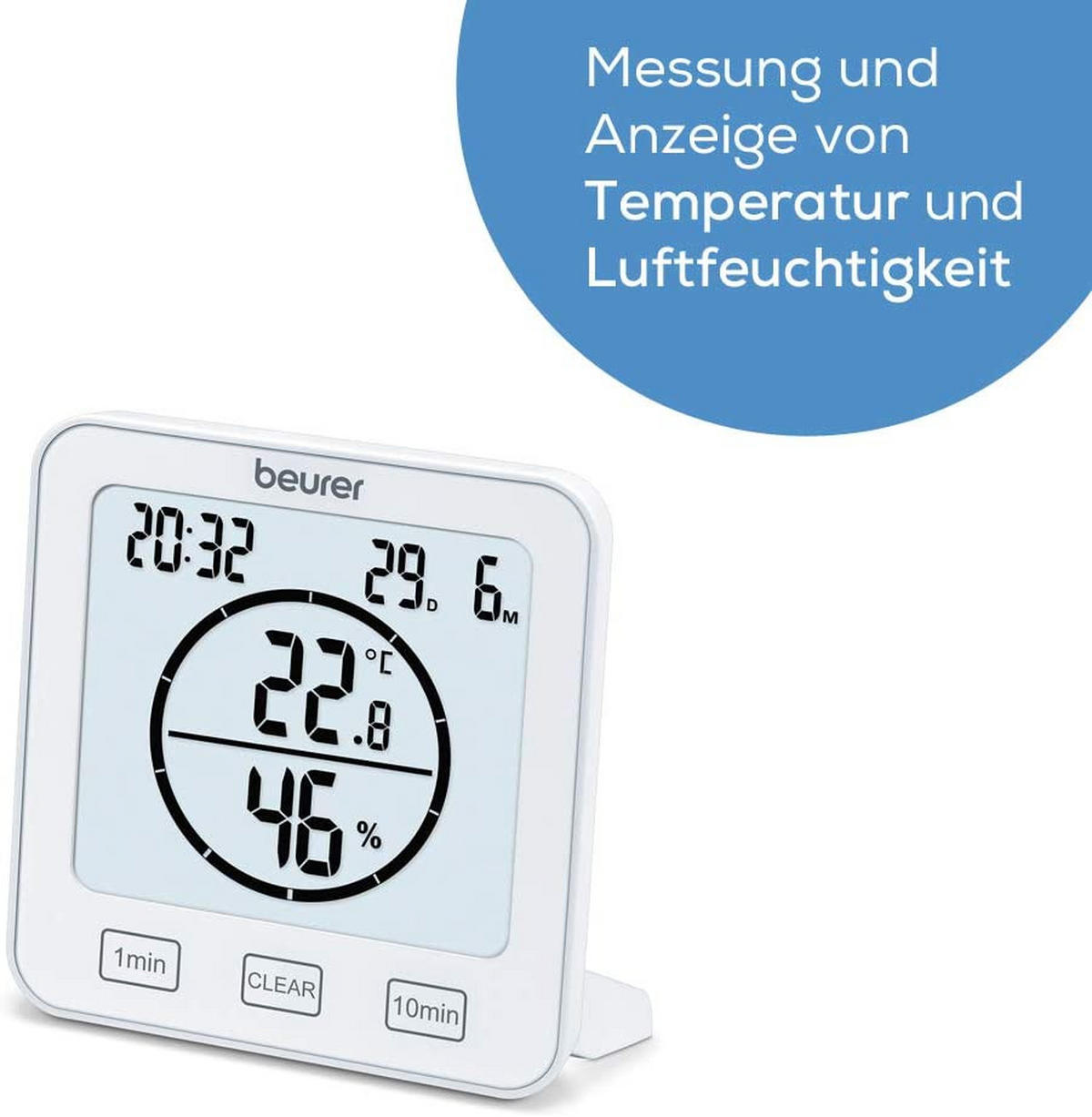 Thermo-Hygrometer  Weiß  - Weiß, Basics, Kunststoff (10,6/10,9/2,9cm) - Beurer