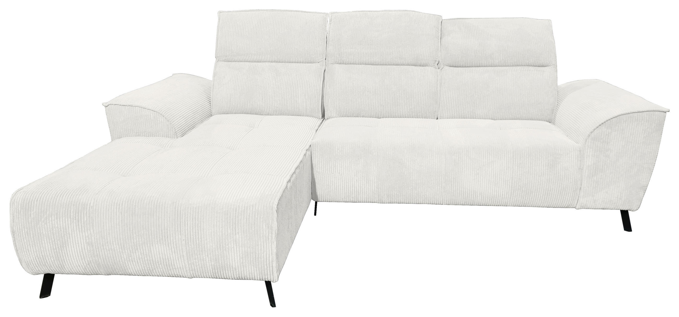 ECKSOFA Creme Cord  - Creme/Schwarz, KONVENTIONELL, Textil/Metall (196/290cm) - Carryhome