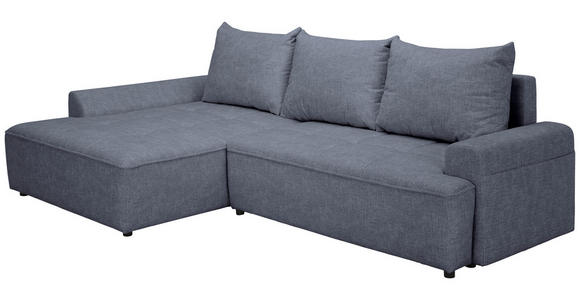 ECKSOFA in Mikrofaser Blau  - Blau/Schwarz, KONVENTIONELL, Kunststoff/Textil (169/295cm) - Carryhome
