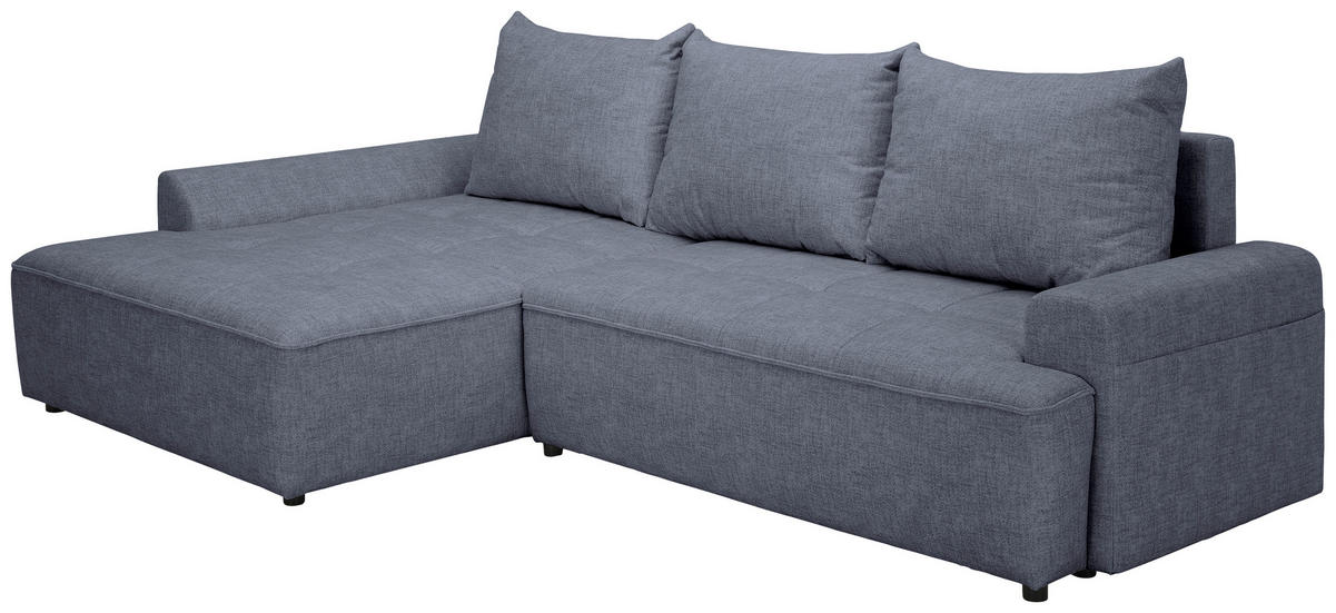 ECKSOFA in Mikrofaser Blau  - Blau/Schwarz, KONVENTIONELL, Kunststoff/Textil (169/295cm) - Carryhome