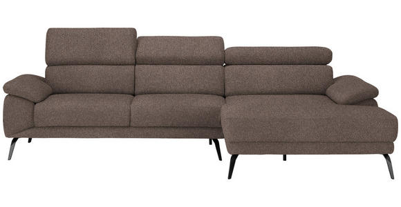 ECKSOFA in Velours Braun  - Schwarz/Braun, Design, Textil/Metall (295/187cm) - Novel