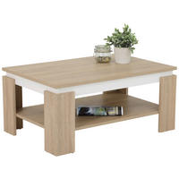 COUCHTISCH 90/60,5/41,5 cm rechteckig Weiß, Sonoma Eiche  - Weiß/Sonoma Eiche, KONVENTIONELL, Holzwerkstoff (90/60,5/41,5cm) - Boxxx