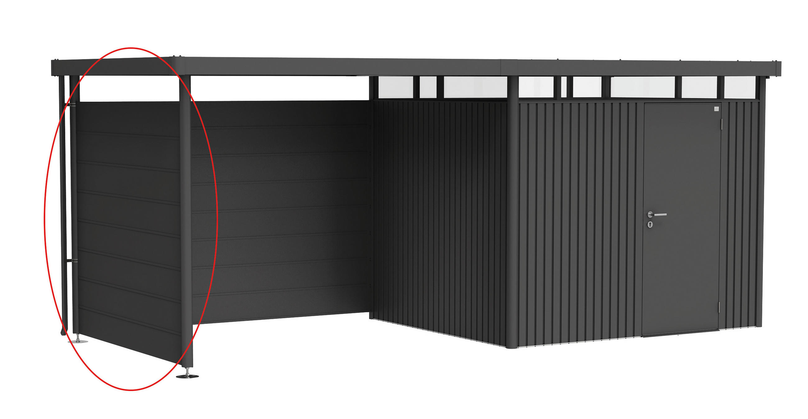 SEITENWAND GERÄTEHAUS HIGHLINE 197/181/2,5 cm  - Dunkelgrau, Basics, Metall (197/181/2,5cm) - Biohort