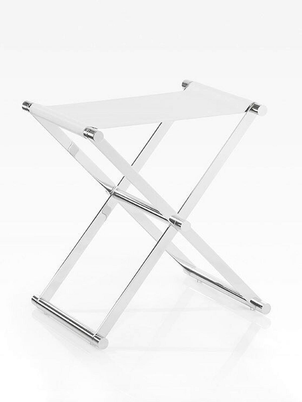 KLAPPHOCKER in Textil, Metall Chromfarben, Weiß  - Chromfarben/Weiß, Design, Textil/Metall (34,5/45/45cm) - Joop!