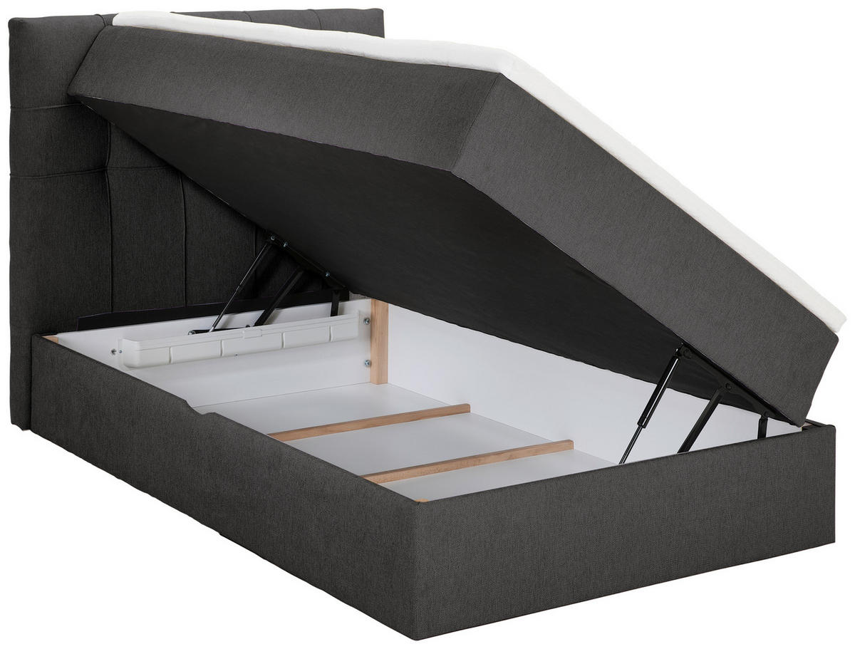 BOXBETT 120/200 cm  in Dunkelgrau  - Dunkelgrau/Schwarz, KONVENTIONELL, Kunststoff/Textil (120/200cm) - Boxxx