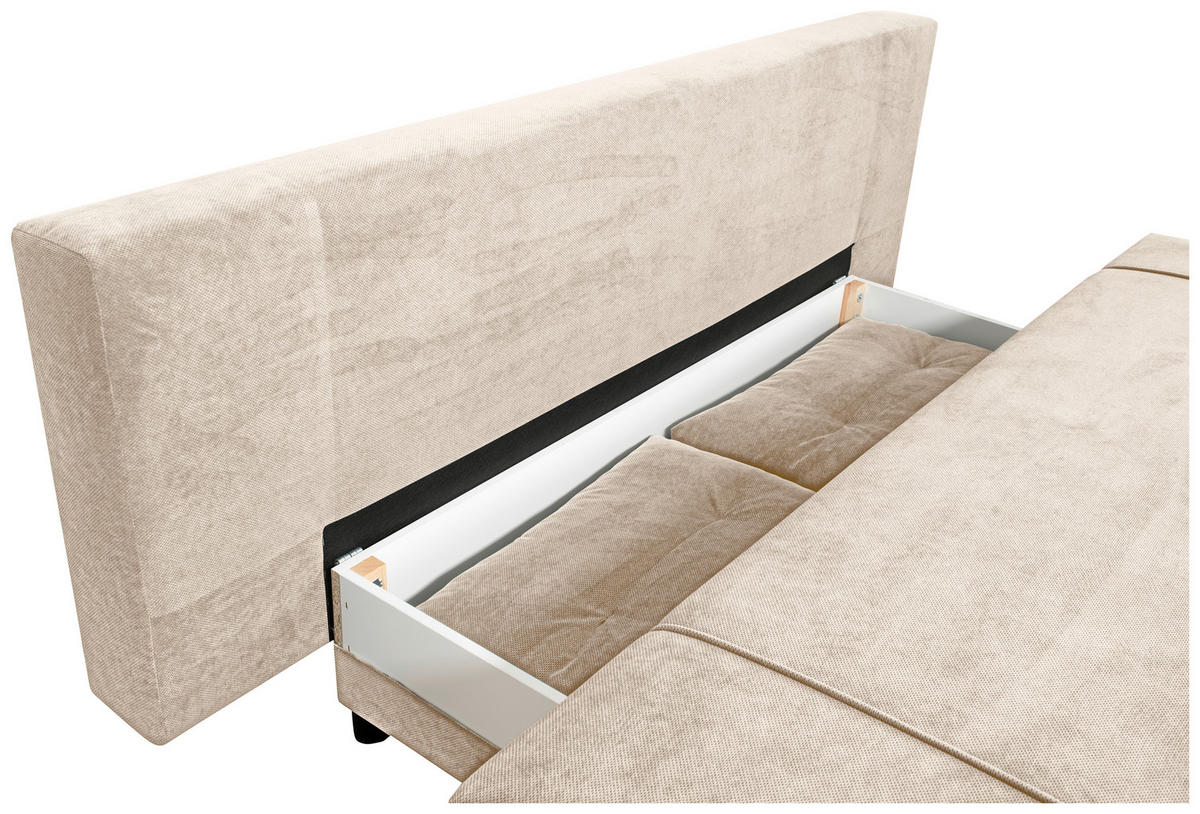 SCHLAFSOFA Webstoff Creme  - Creme/Schwarz, KONVENTIONELL, Holz/Kunststoff (199/88/88cm) - Carryhome